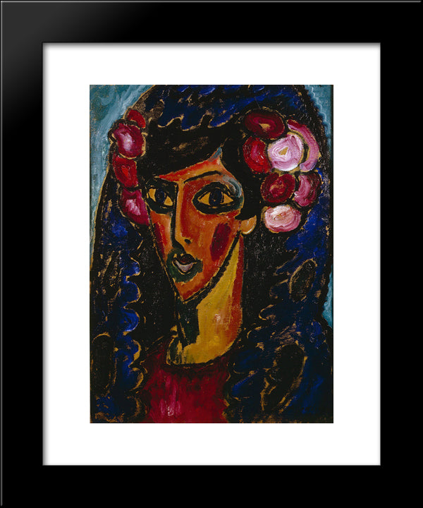 The Blue Mantilla 20x24 Black Modern Wood Framed Art Print Poster by von Jawlensky, Alexej