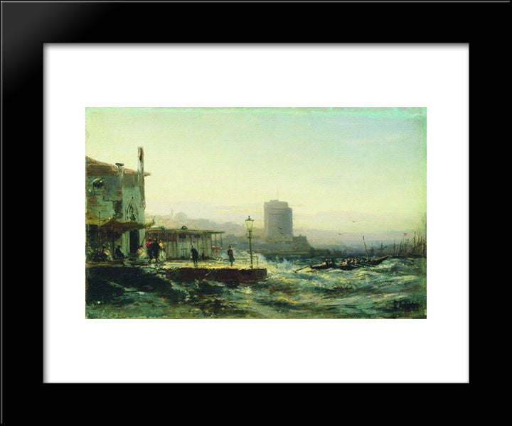 Baku. Embankment 20x24 Black Modern Wood Framed Art Print Poster by Bogolyubov, Alexey