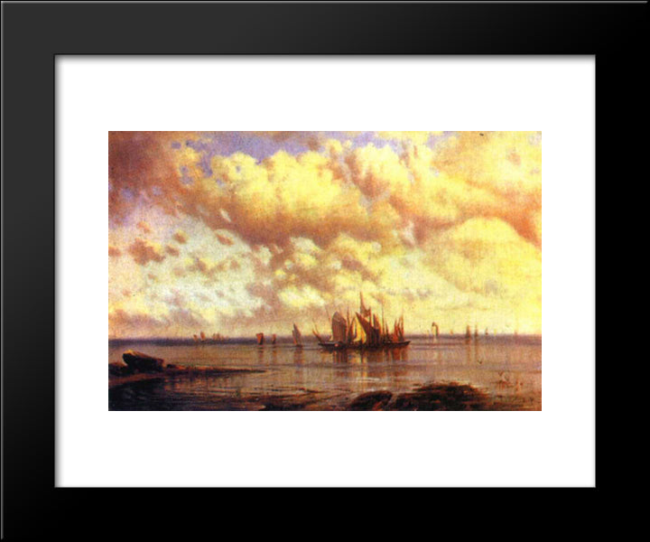 Sailboats In The Bay 20x24 Black Modern Wood Framed Art Print Poster by Bogolyubov, Alexey