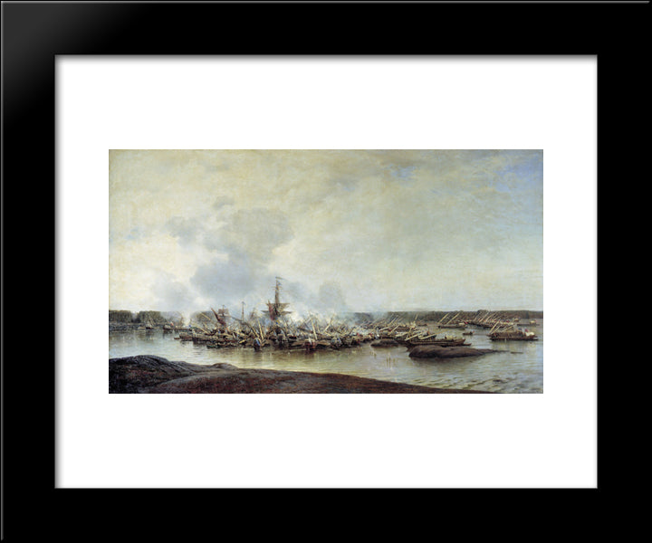 The Battle Of Gangut, July 27, 1714 20x24 Black Modern Wood Framed Art Print Poster by Bogolyubov, Alexey