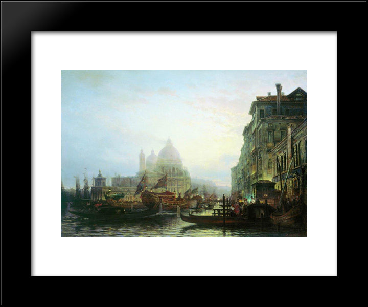 Venice At Night 20x24 Black Modern Wood Framed Art Print Poster by Bogolyubov, Alexey