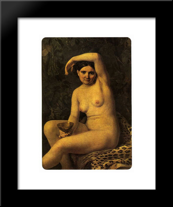 Bather With A Bowl 20x24 Black Modern Wood Framed Art Print Poster by Venetsianov, Alexey