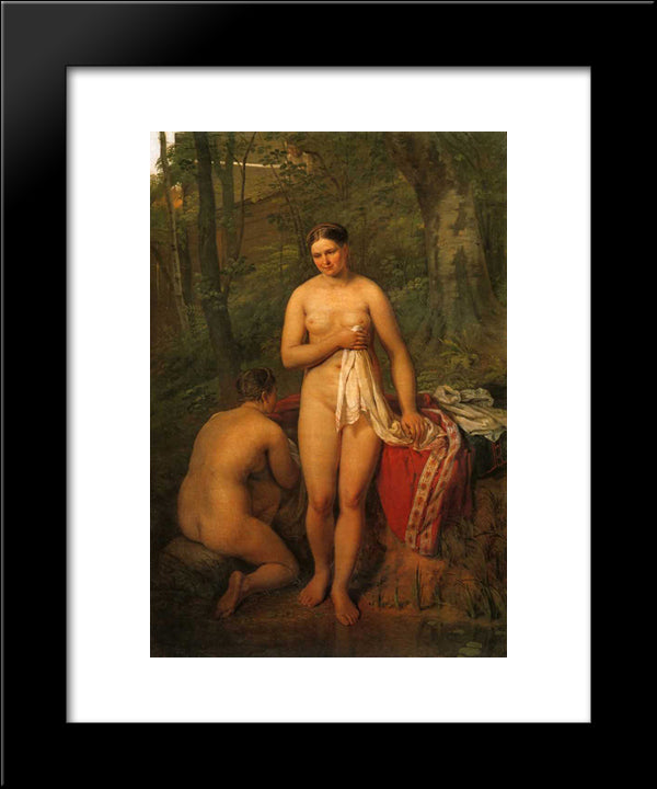 Bathers 20x24 Black Modern Wood Framed Art Print Poster by Venetsianov, Alexey