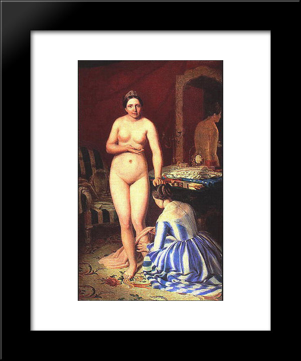 Diana Dressing 20x24 Black Modern Wood Framed Art Print Poster by Venetsianov, Alexey