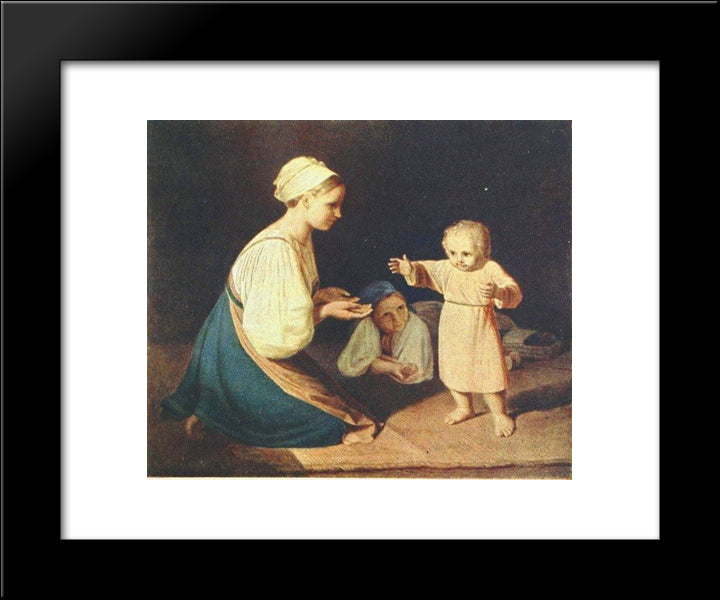 First Steps (Peasant Woman With Child) 20x24 Black Modern Wood Framed Art Print Poster by Venetsianov, Alexey
