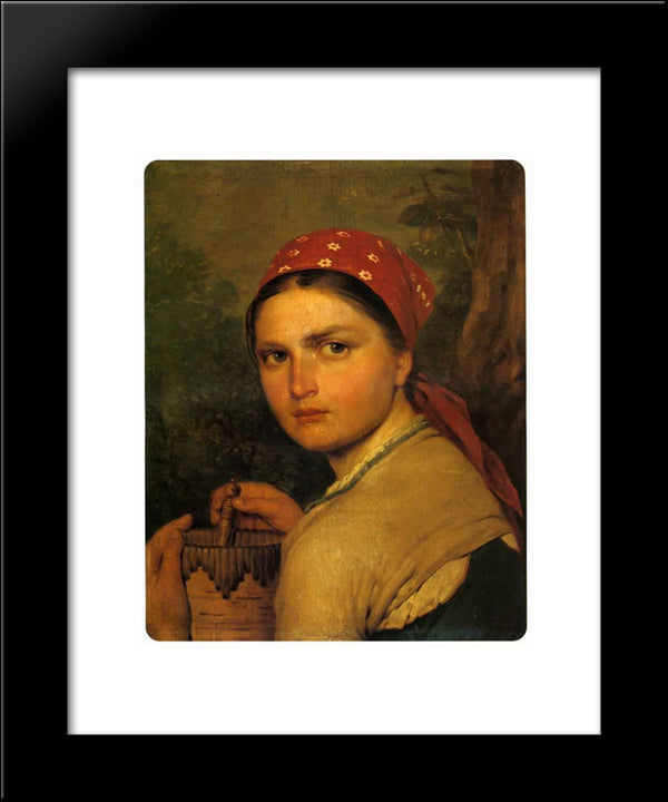 Girl With Burak 20x24 Black Modern Wood Framed Art Print Poster by Venetsianov, Alexey