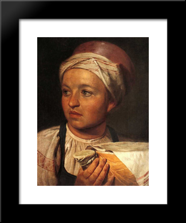 Girl With Milk 20x24 Black Modern Wood Framed Art Print Poster by Venetsianov, Alexey
