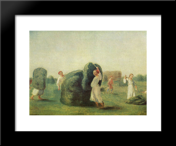 Haymaking 20x24 Black Modern Wood Framed Art Print Poster by Venetsianov, Alexey