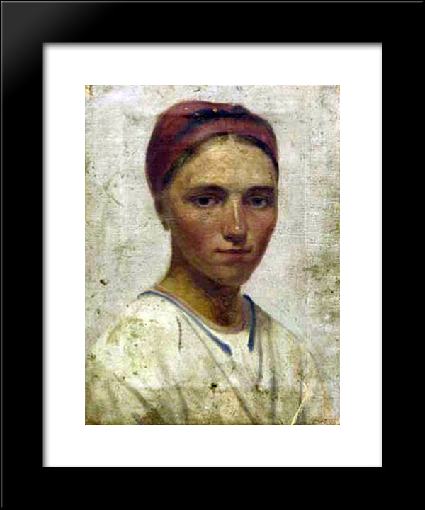 Portrait Of A Peasant Girl 20x24 Black Modern Wood Framed Art Print Poster by Venetsianov, Alexey