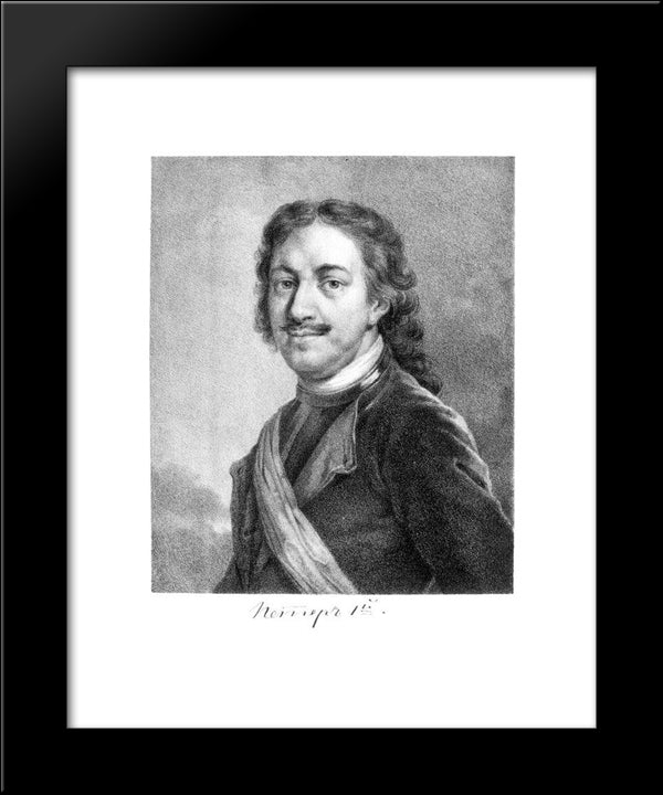 Portrait Of Peter I 20x24 Black Modern Wood Framed Art Print Poster by Venetsianov, Alexey