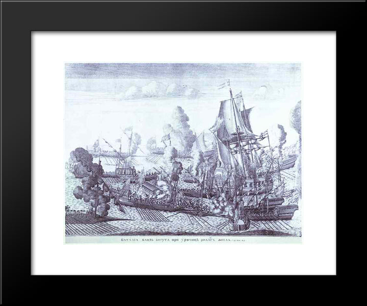 Battle Of Gangut June 27, 1714 20x24 Black Modern Wood Framed Art Print Poster by Zubov, Alexey