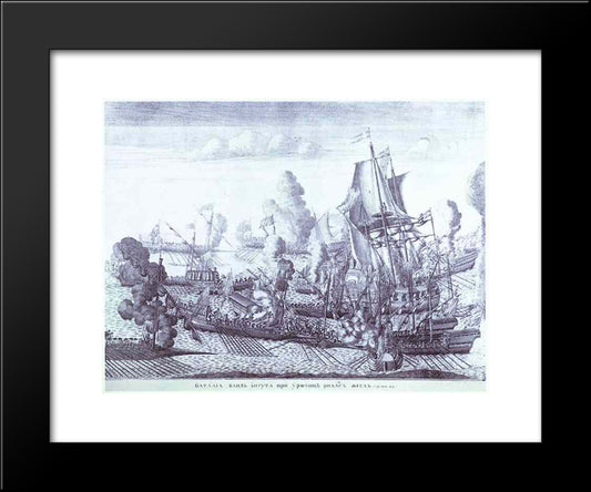 Battle Of Gangut June 27, 1714 20x24 Black Modern Wood Framed Art Print Poster by Zubov, Alexey