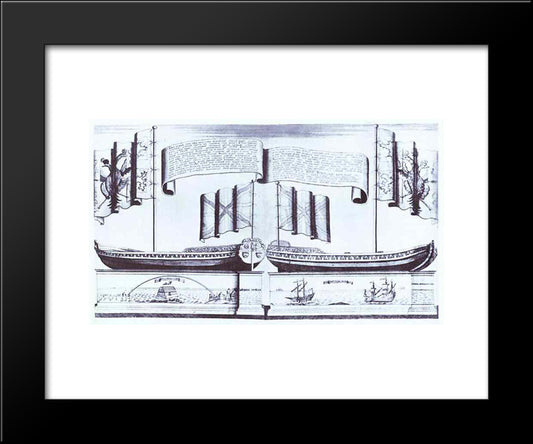 Boat Of Peter I 20x24 Black Modern Wood Framed Art Print Poster by Zubov, Alexey