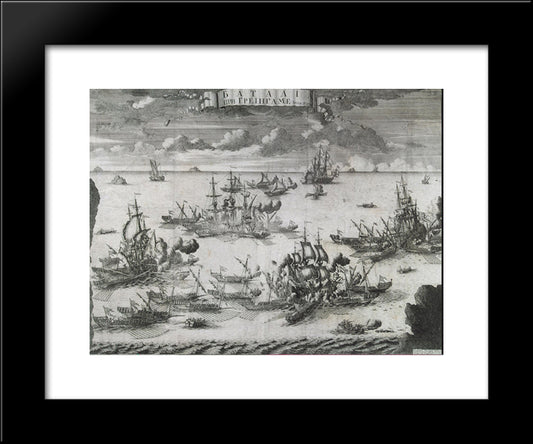 The Battle Of Grengam, June 27 1720 20x24 Black Modern Wood Framed Art Print Poster by Zubov, Alexey