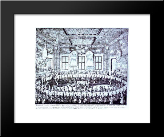 The Wedding Feast Of Peter I And Catherine In The Winter Palace Of Peter I In St. Petersburg On February 19, 1712 20x24 Black Modern Wood Framed Art Print Poster by Zubov, Alexey