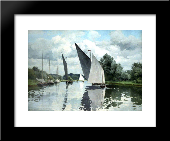 On The Bure At Wroxham 20x24 Black Modern Wood Framed Art Print Poster by Parsons, Alfred
