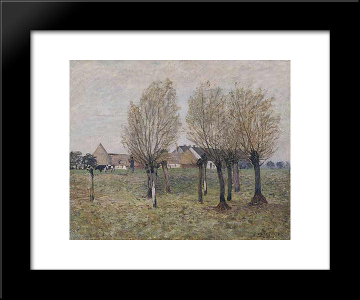 A Normandy Farm 20x24 Black Modern Wood Framed Art Print Poster by Sisley, Alfred