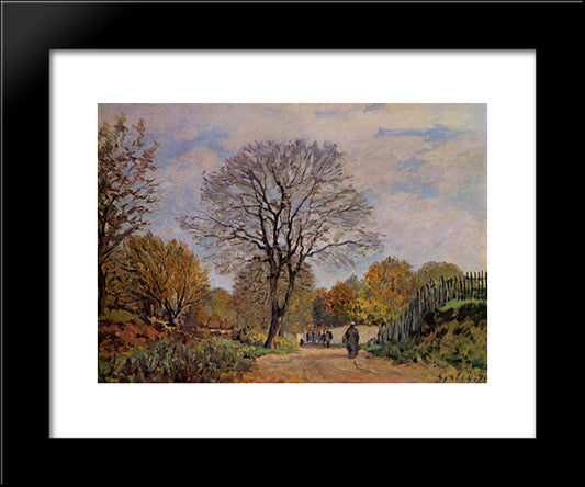 A Road In Seine Et Marne 20x24 Black Modern Wood Framed Art Print Poster by Sisley, Alfred