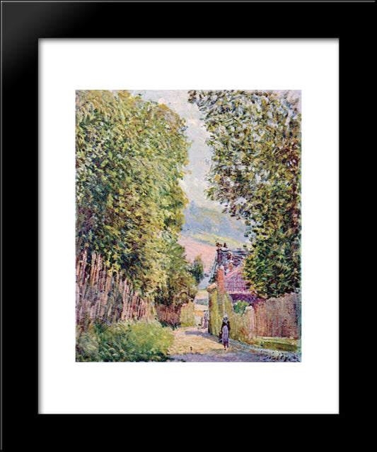 A Street In Louveciennes 20x24 Black Modern Wood Framed Art Print Poster by Sisley, Alfred