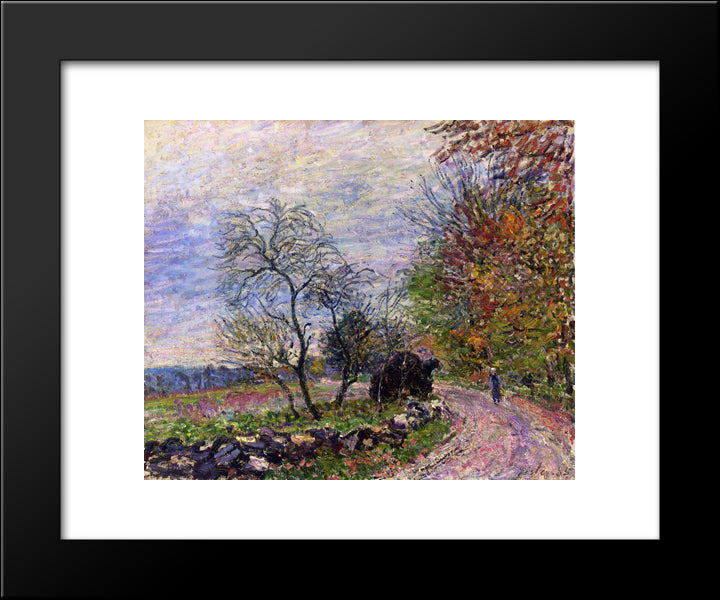 Along The Woods In Autumn 20x24 Black Modern Wood Framed Art Print Poster by Sisley, Alfred