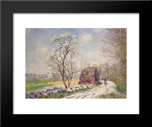 Along The Woods In Spring 20x24 Black Modern Wood Framed Art Print Poster by Sisley, Alfred