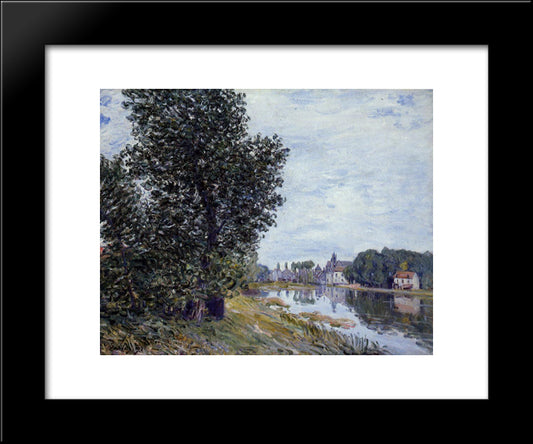 At Moret Sur Loing 20x24 Black Modern Wood Framed Art Print Poster by Sisley, Alfred