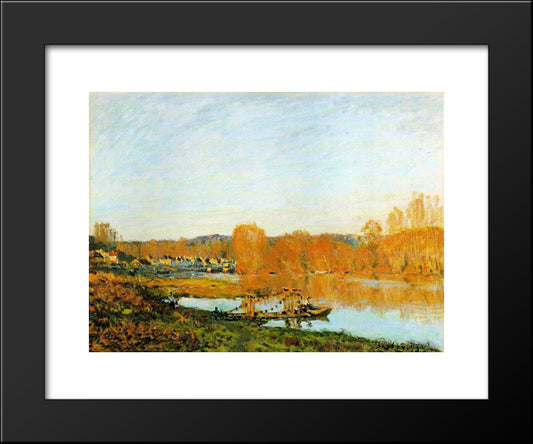 Autumn Banks Of The Seine Near Bougival 20x24 Black Modern Wood Framed Art Print Poster by Sisley, Alfred