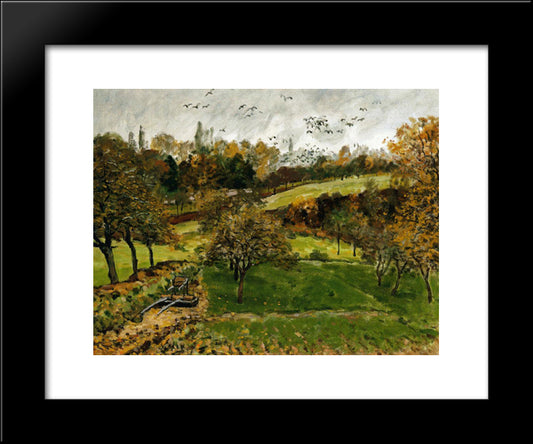 Autumn Landscape, Louveciennnes 20x24 Black Modern Wood Framed Art Print Poster by Sisley, Alfred