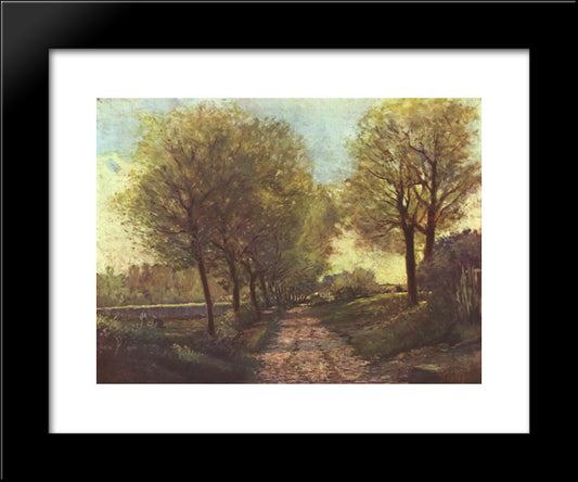 Avenue Of Trees In A Small Town 20x24 Black Modern Wood Framed Art Print Poster by Sisley, Alfred