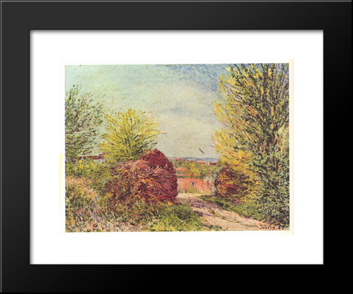 Away In The Spring Veneux Nadon 20x24 Black Modern Wood Framed Art Print Poster by Sisley, Alfred
