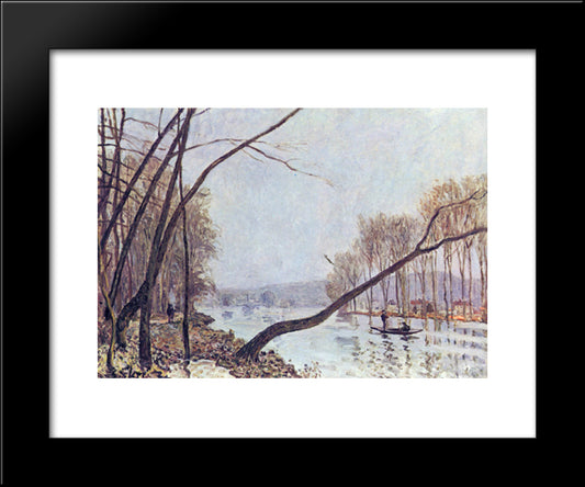 Bank, In The Autumn 20x24 Black Modern Wood Framed Art Print Poster by Sisley, Alfred