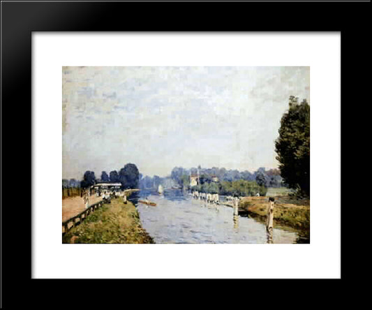 Banks Of Rivers (The Thames Hampton Court, First Week Of October) 20x24 Black Modern Wood Framed Art Print Poster by Sisley, Alfred