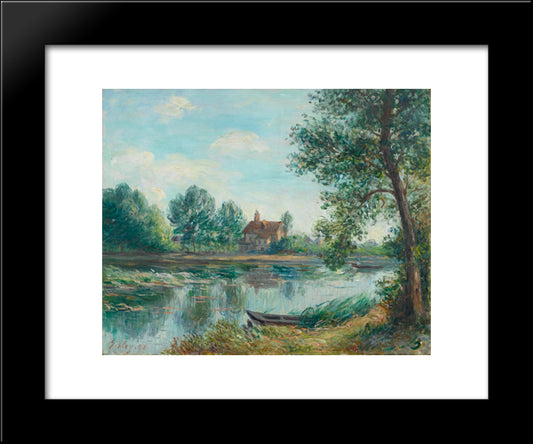 Banks Of The Loing At Saint Mammes 20x24 Black Modern Wood Framed Art Print Poster by Sisley, Alfred