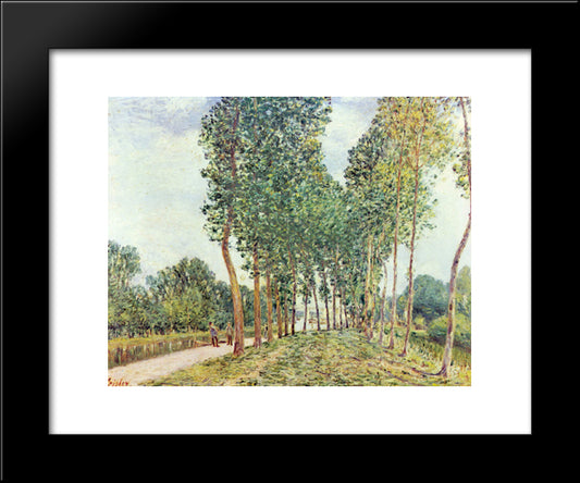 Banks Of The Loing At Moret 20x24 Black Modern Wood Framed Art Print Poster by Sisley, Alfred