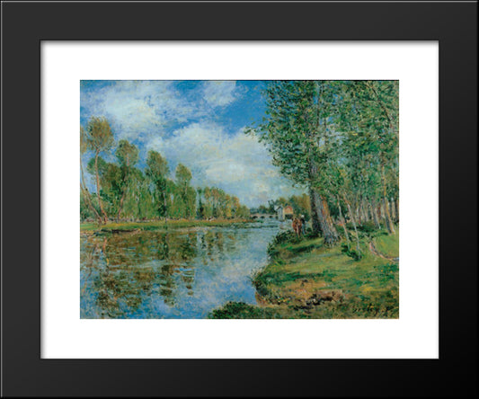 Banks Of The Loing 20x24 Black Modern Wood Framed Art Print Poster by Sisley, Alfred