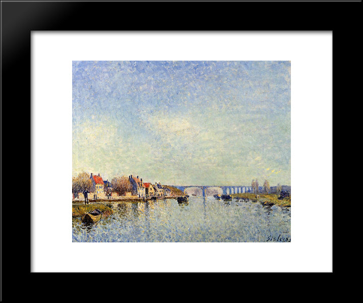 Banks Of The Loing At Saint Mammes 20x24 Black Modern Wood Framed Art Print Poster by Sisley, Alfred