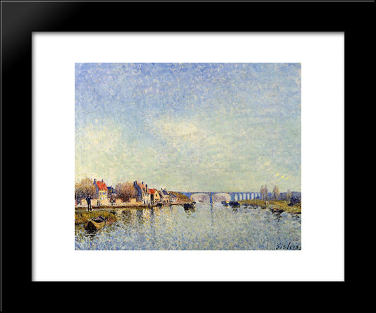 Banks Of The Loing At Saint Mammes 20x24 Black Modern Wood Framed Art Print Poster by Sisley, Alfred