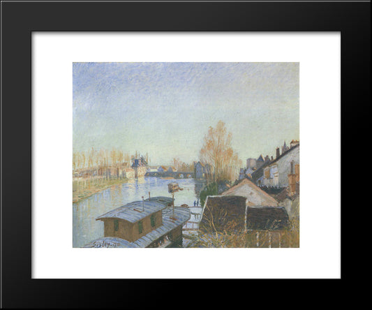 Banks Of The Loing Near Moret 20x24 Black Modern Wood Framed Art Print Poster by Sisley, Alfred