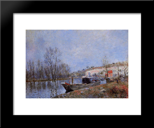 Banks Of The Loing Towards Moret 20x24 Black Modern Wood Framed Art Print Poster by Sisley, Alfred