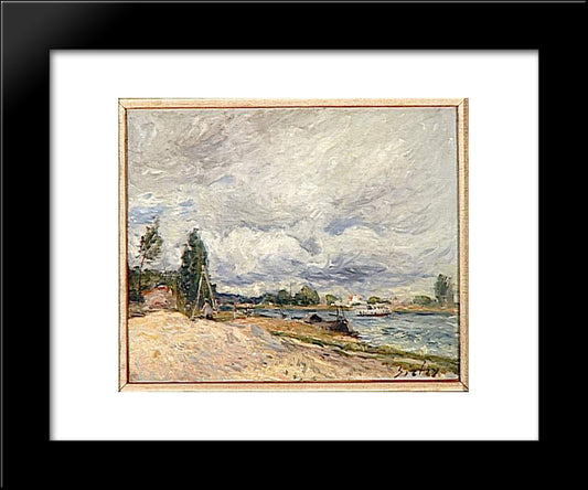 Banks Of The Seine 20x24 Black Modern Wood Framed Art Print Poster by Sisley, Alfred