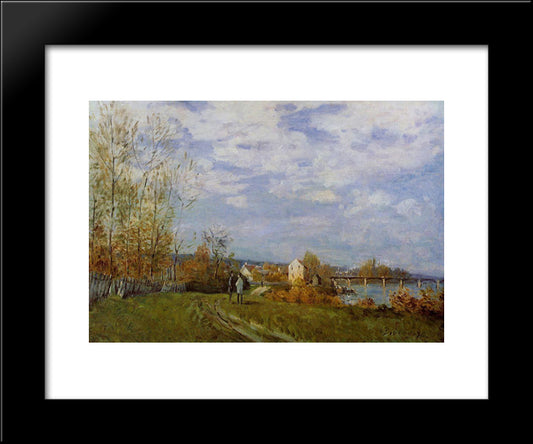 Banks Of The Seine At Bougival 20x24 Black Modern Wood Framed Art Print Poster by Sisley, Alfred