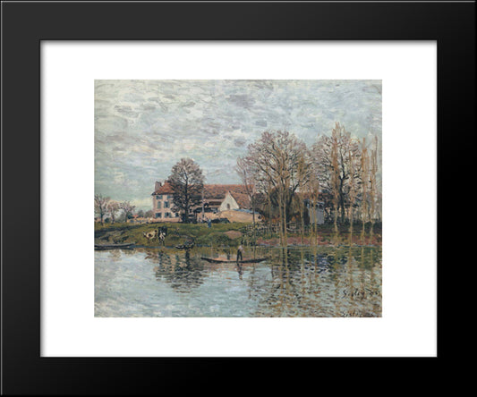 Banks Of The Seine At Port Marly 20x24 Black Modern Wood Framed Art Print Poster by Sisley, Alfred