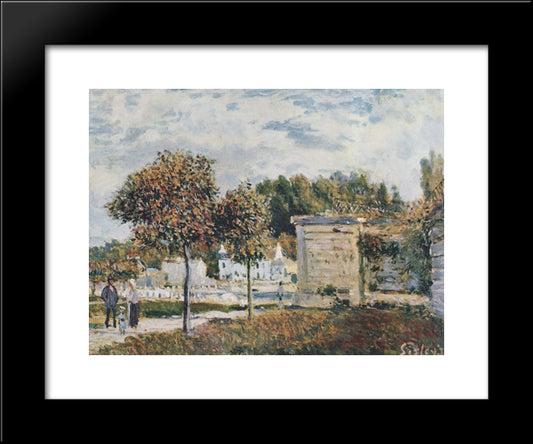 Bassin De Marly 20x24 Black Modern Wood Framed Art Print Poster by Sisley, Alfred