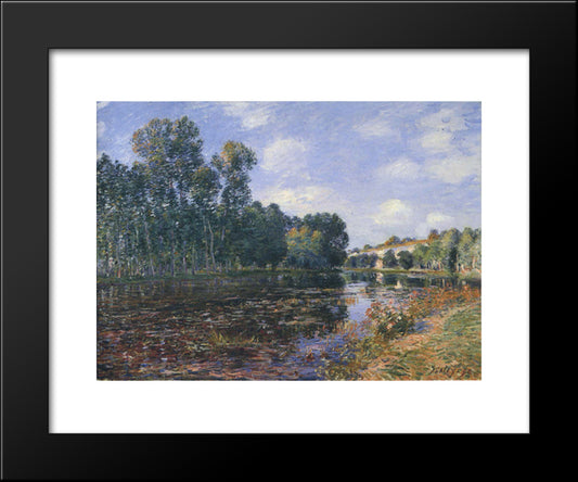 Bend In The River Loing In Summer 20x24 Black Modern Wood Framed Art Print Poster by Sisley, Alfred