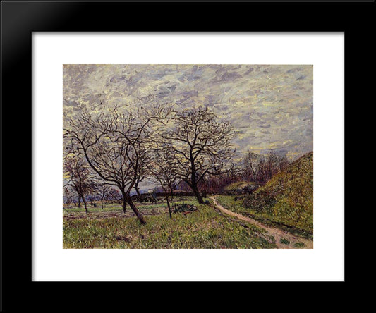 Between Veneux And By December Morning 20x24 Black Modern Wood Framed Art Print Poster by Sisley, Alfred