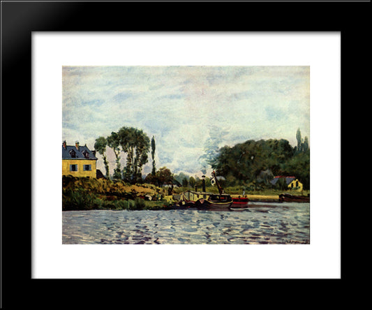 Boats At Bougival 20x24 Black Modern Wood Framed Art Print Poster by Sisley, Alfred