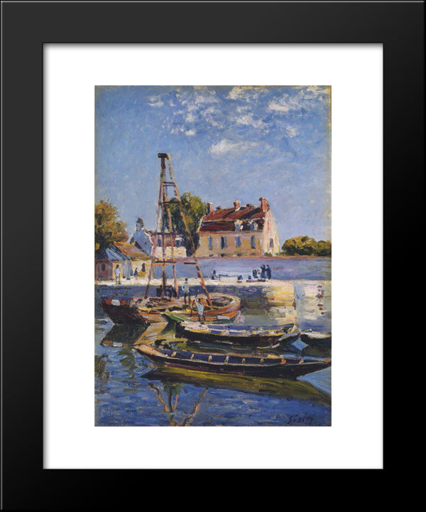 Boats 20x24 Black Modern Wood Framed Art Print Poster by Sisley, Alfred