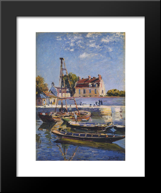 Boats 20x24 Black Modern Wood Framed Art Print Poster by Sisley, Alfred