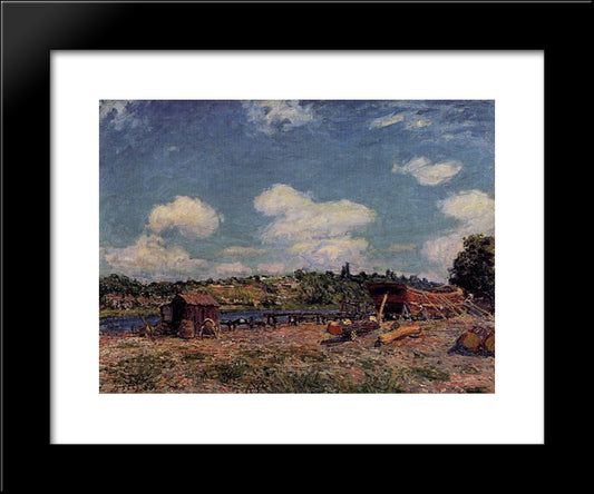 Boatyard At Saint Mammes 20x24 Black Modern Wood Framed Art Print Poster by Sisley, Alfred