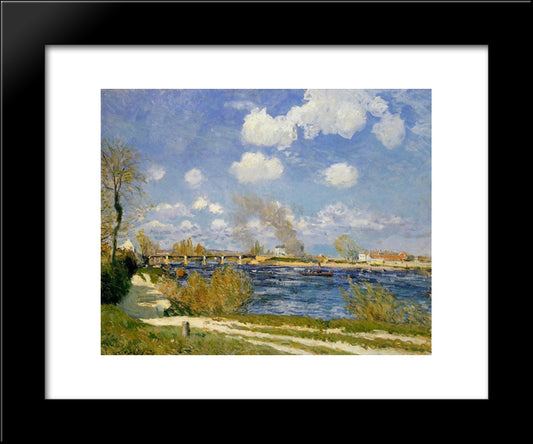 Bougival 20x24 Black Modern Wood Framed Art Print Poster by Sisley, Alfred